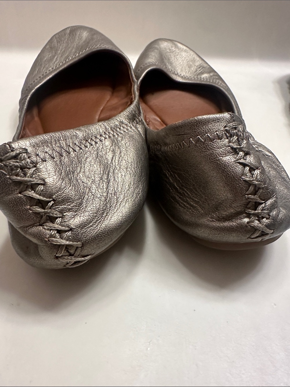 Lucky Brand Metallic Pewter Leather Ballet Flats - Picture 3 of 4